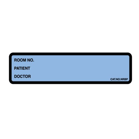 Nevs Printed Chart Labels- Room No, name Doctor 1-3/8"x 5-3/8" Blue w/Blk NRBP-BLUE